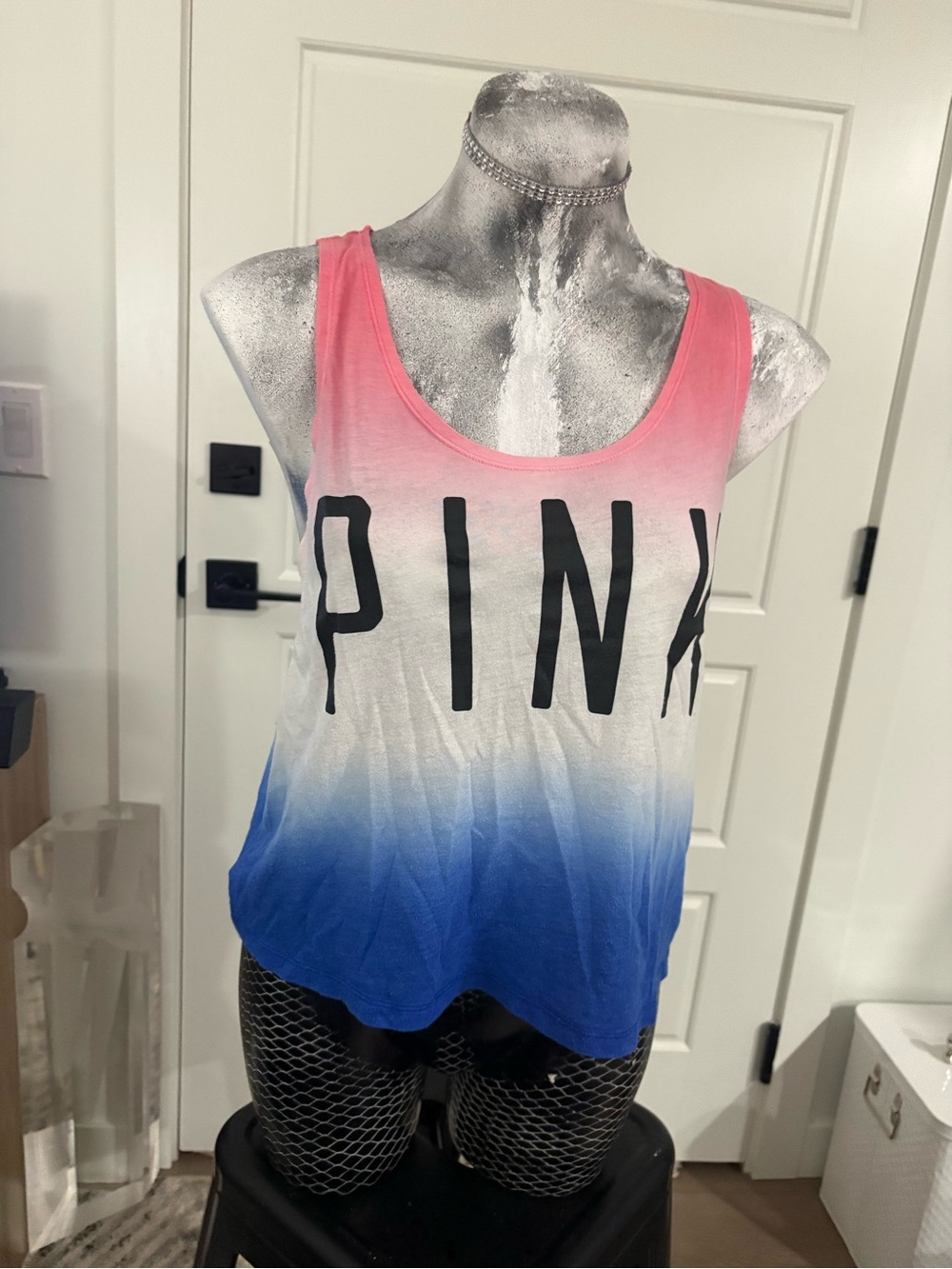 Victoria's Secret PINK Ombre Pink White Blue Tank Top